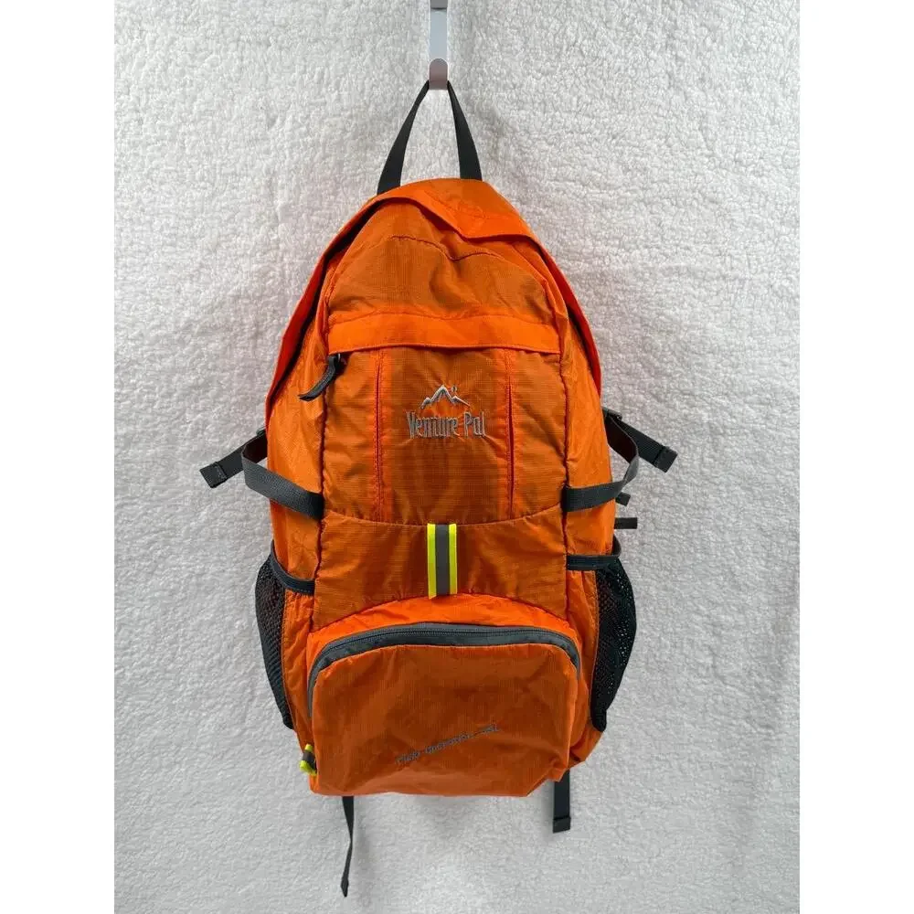 Venture Pal Orange Adjustable Straps Mesh Pockets Zipper Pocket Backpack